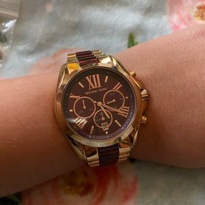 Michael Kors Bradshaw Red Dial Rose Gold Watch